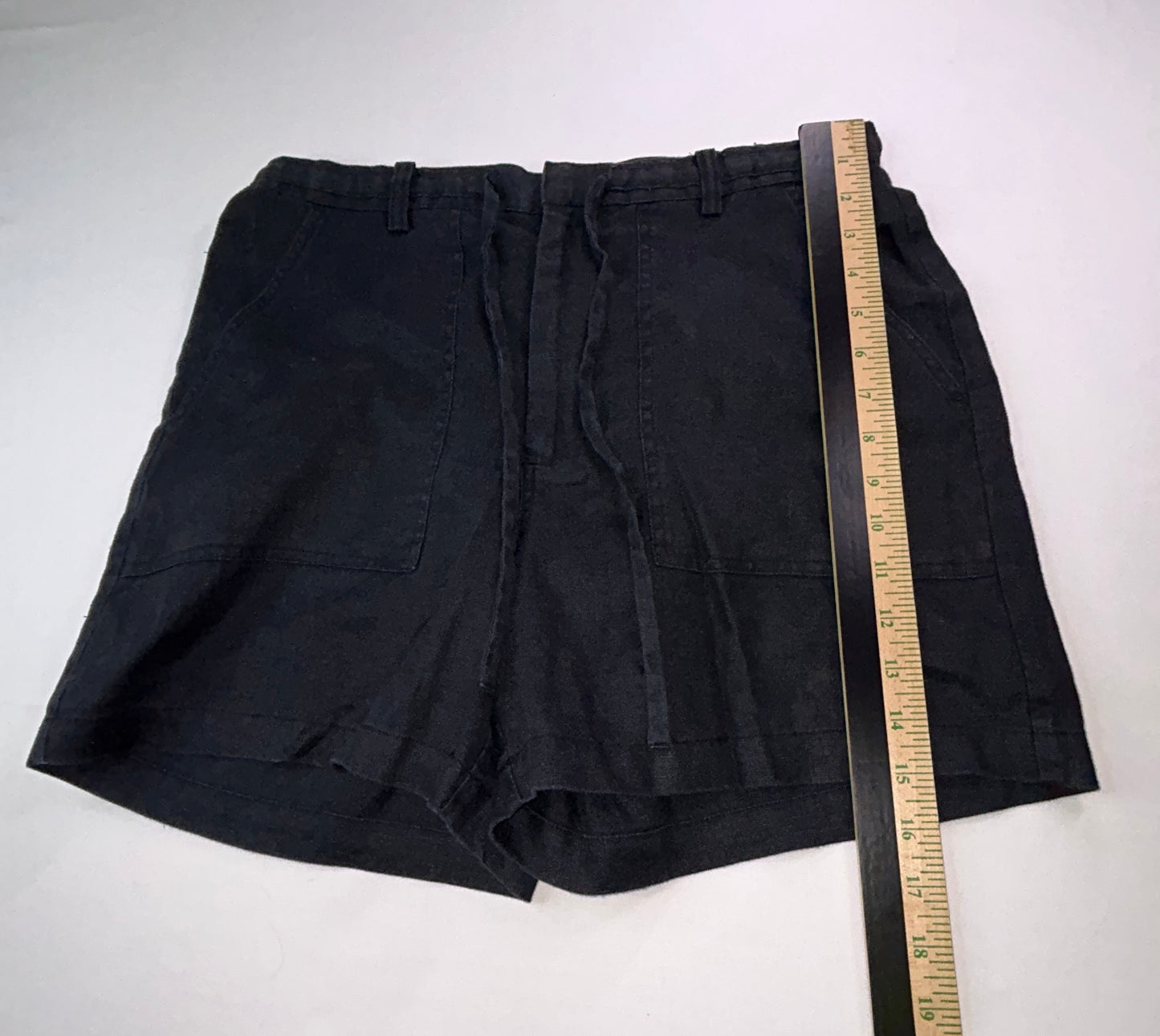 Eddie Bauer 100% Linen Shorts Women's Size 10 Black Drawstring Casual