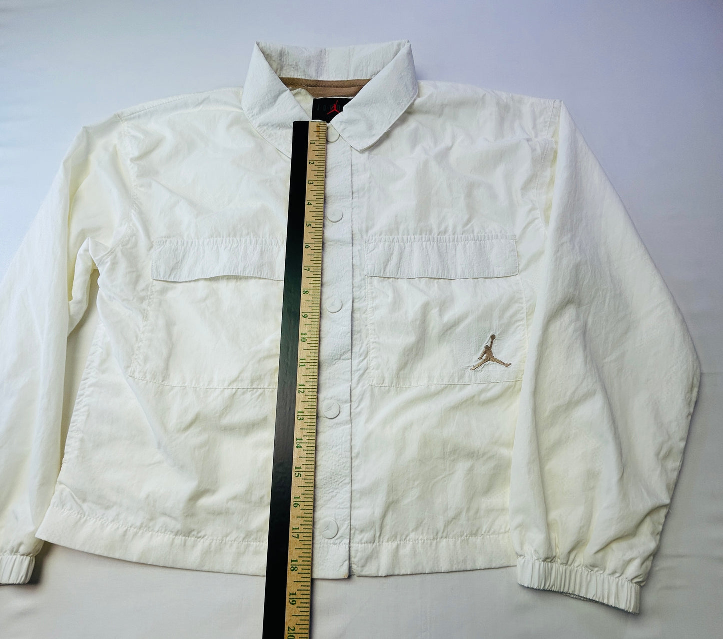 Nike Jordan Flight Windbreaker Jacket White Youth Large Jumpman Snap Front