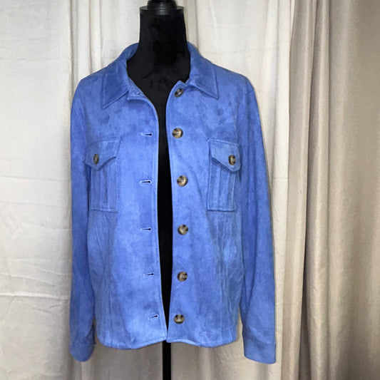 Skye's The Limit Women's XL Blue Faux Suede Button Front Jacket