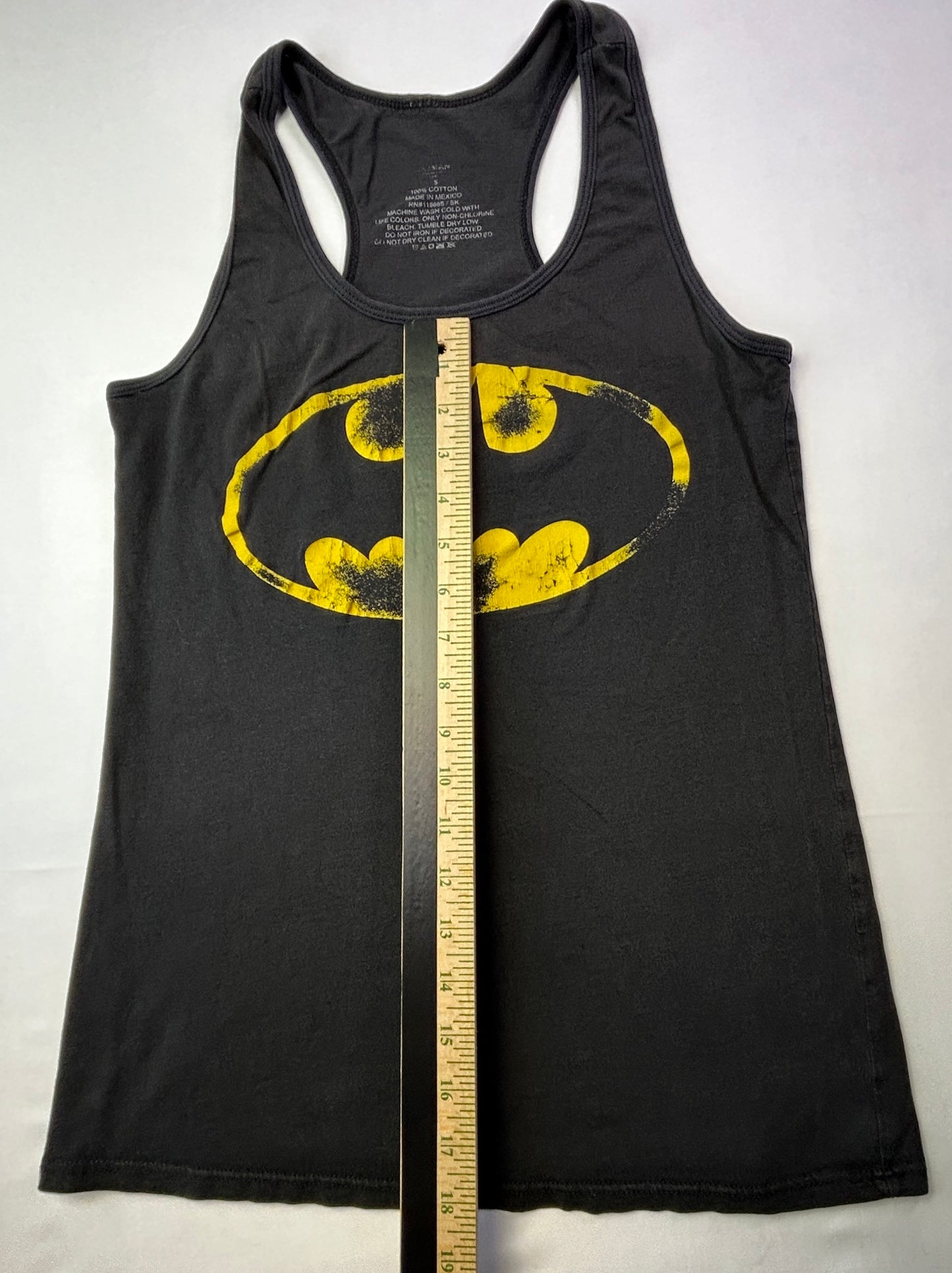 Batman Logo Racerback Tank Top Black Graphic DC Comics Women's Size Small
