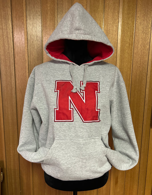 Nebraska Cornhuskers Hoodie Small Gray Red J.America Sportswear Pullover Sweatshirt