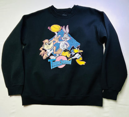 Looney Tunes Tune Squad Sweatshirt Bugs Bunny Taz Daffy Black Medium