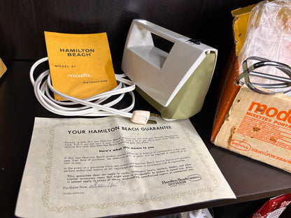 Vintage Hamilton Beach Model 97 Mixette Hand Mixer with Box & Manual – Working 1970 Kitchen Appliance