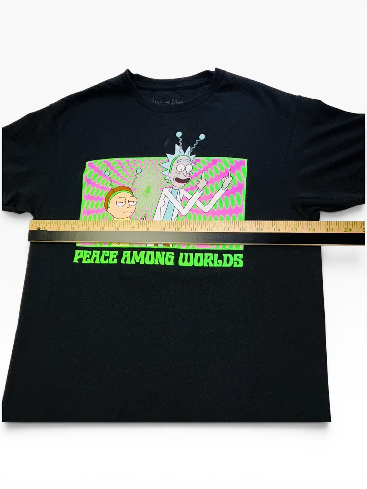 Rick and Morty Peace Among Worlds Adult Swim Graphic T Shirt Black Medium