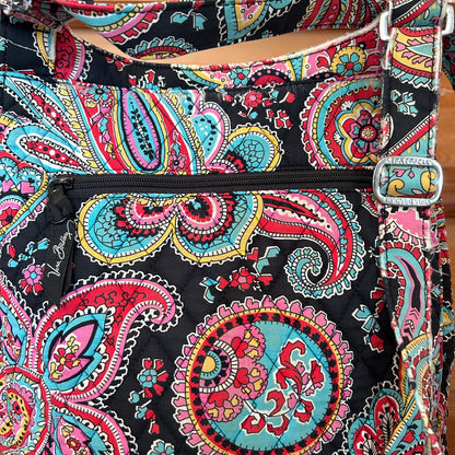 Vera Bradley Paisley Crossbody Messenger Bag Quilted Cotton Pink Blue Black
