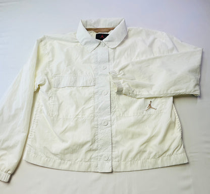 Nike Jordan Flight Windbreaker Jacket White Youth Large Jumpman Snap Front