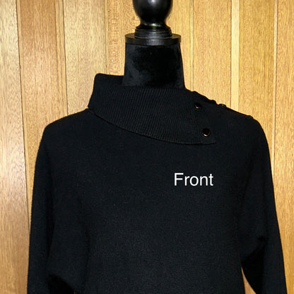 Nicole Miller New York Black Cowl Neck Sweater Button Detail Women's Medium