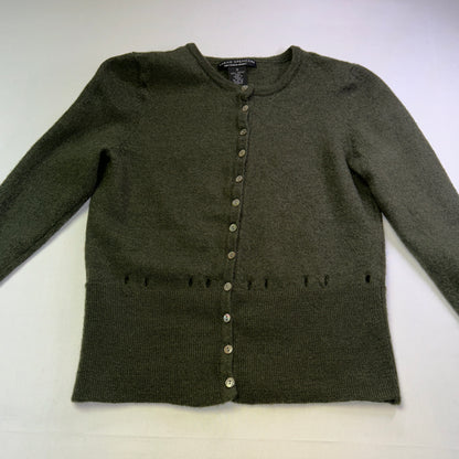 Sarah Spencer 100% Merino Wool Cardigan Olive Green Button Front Small