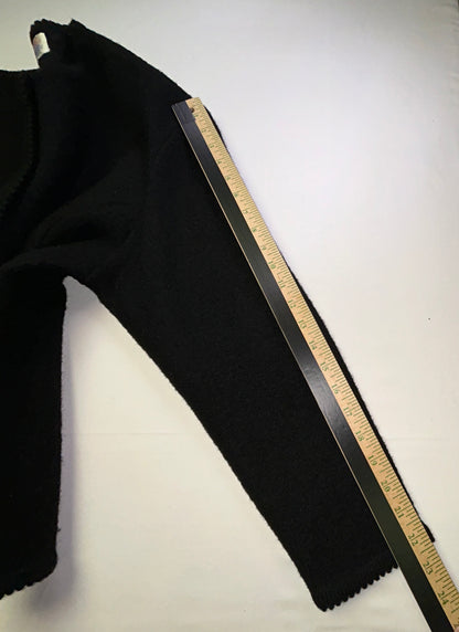 Vintage Tally-Ho Black Knit Cardigan Sweater Gold Button Front Women's