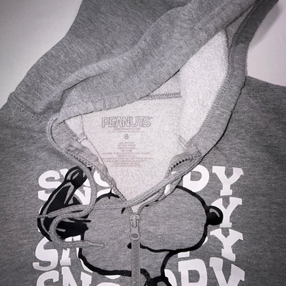 Peanuts Snoopy Full Zip Hoodie Sweatshirt Gray Size Small Fleece Lined Graphic