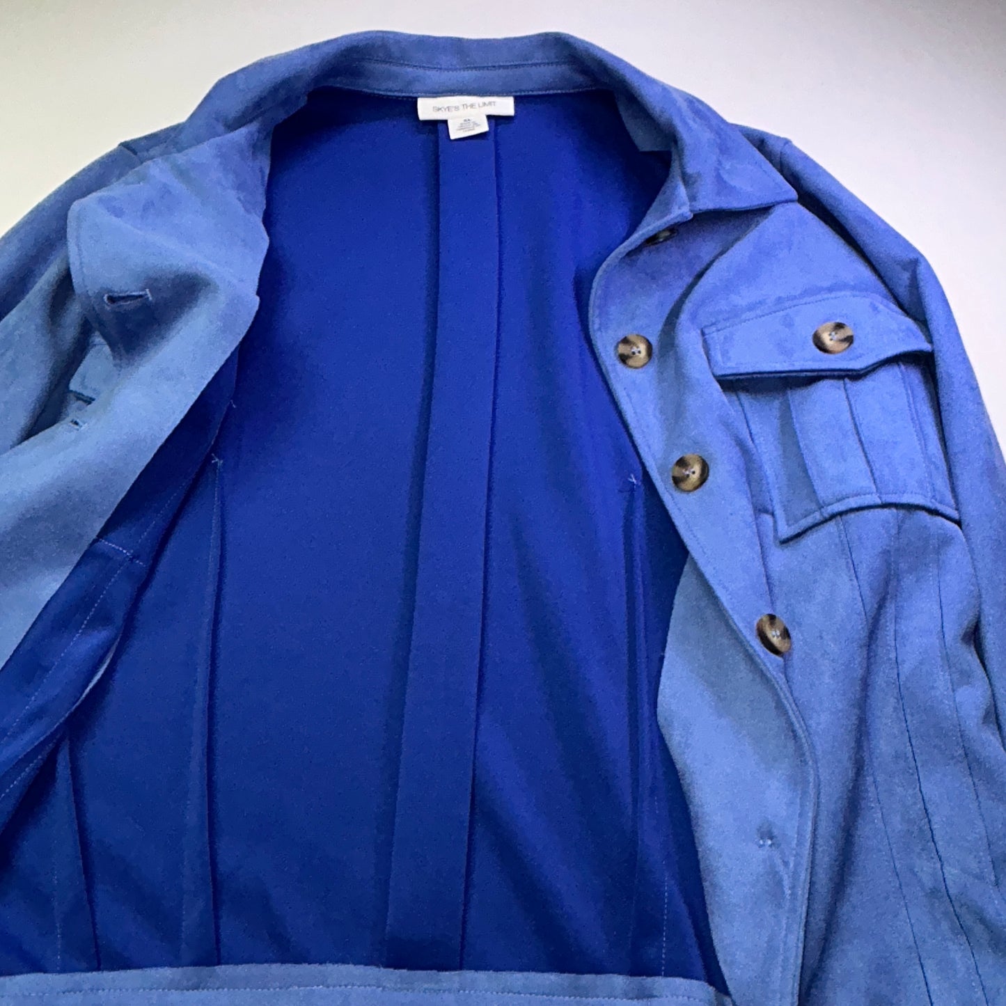 Skye's The Limit Women's XL Blue Faux Suede Button Front Jacket