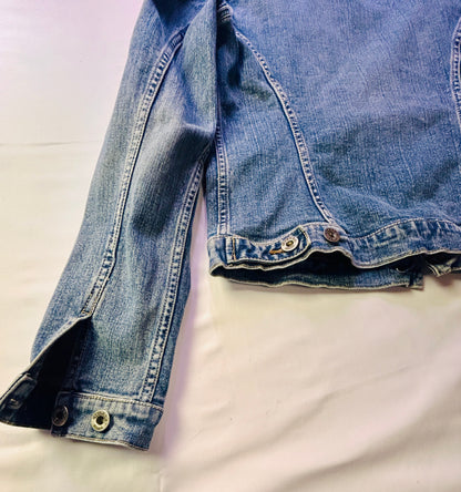 Denim Jacket Women’s Medium Light Wash Silver Jean Jacket Size