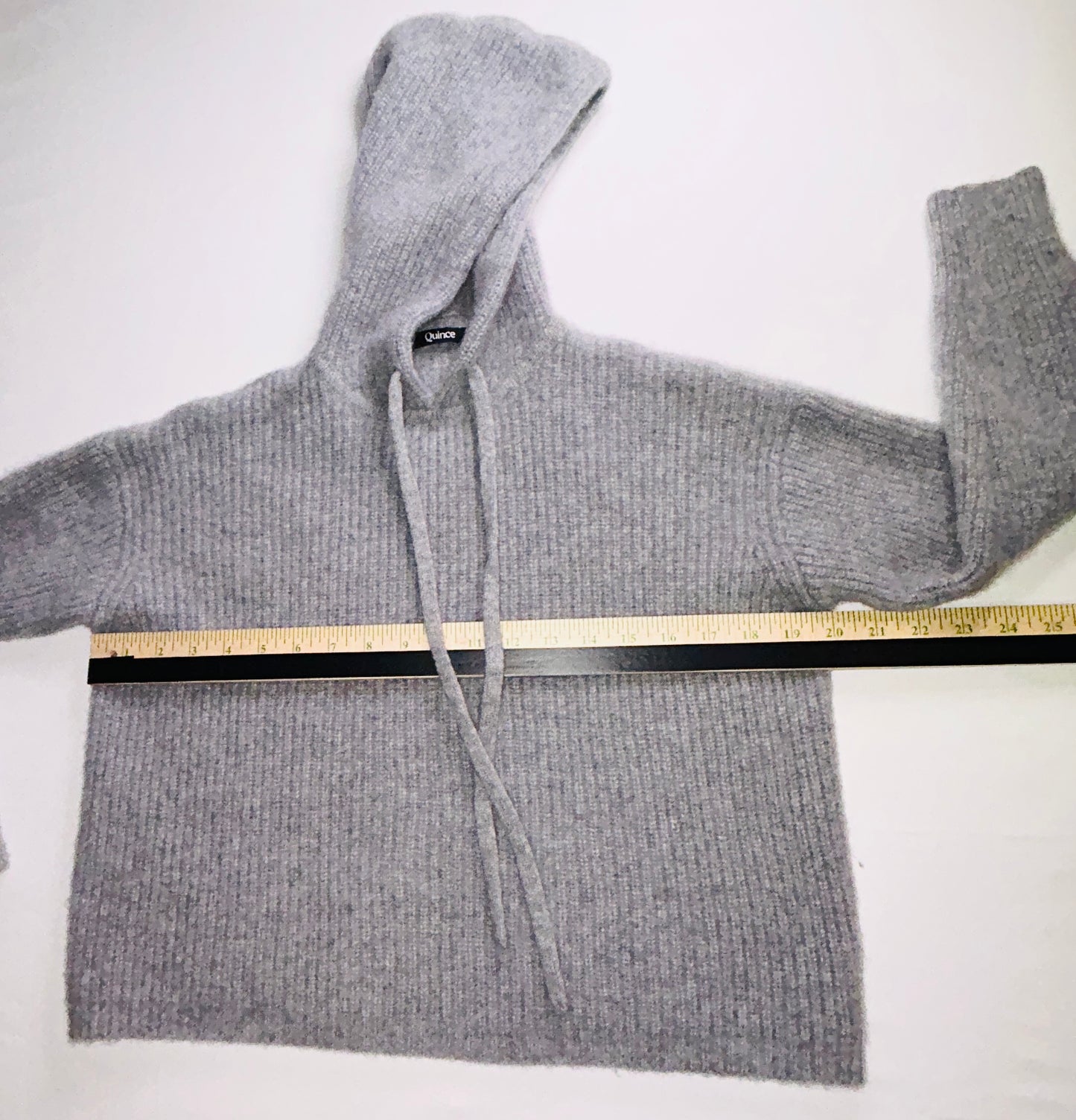Quince 100% Cashmere Hoodie Sweater Women's XS Gray Pullover Luxury Knit