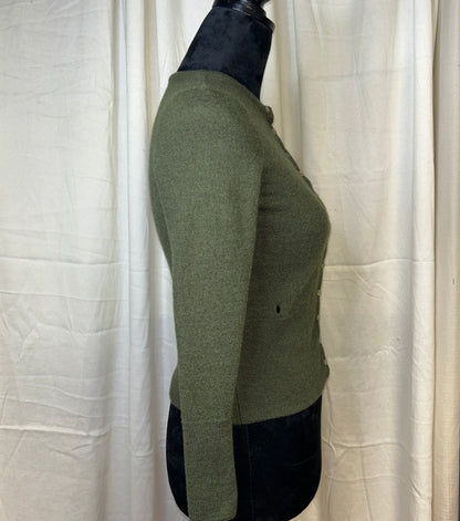 Sarah Spencer 100% Merino Wool Cardigan Olive Green Button Front Small