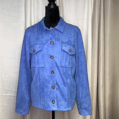 Skye's The Limit Women's XL Blue Faux Suede Button Front Jacket