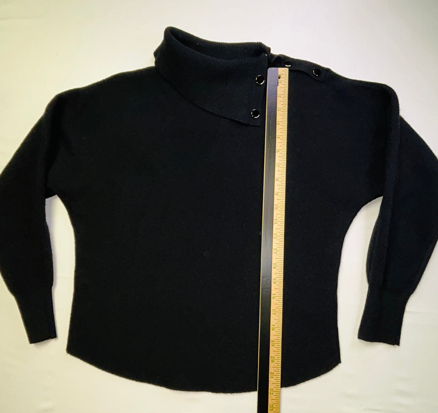 Nicole Miller New York Black Cowl Neck Sweater Button Detail Women's Medium