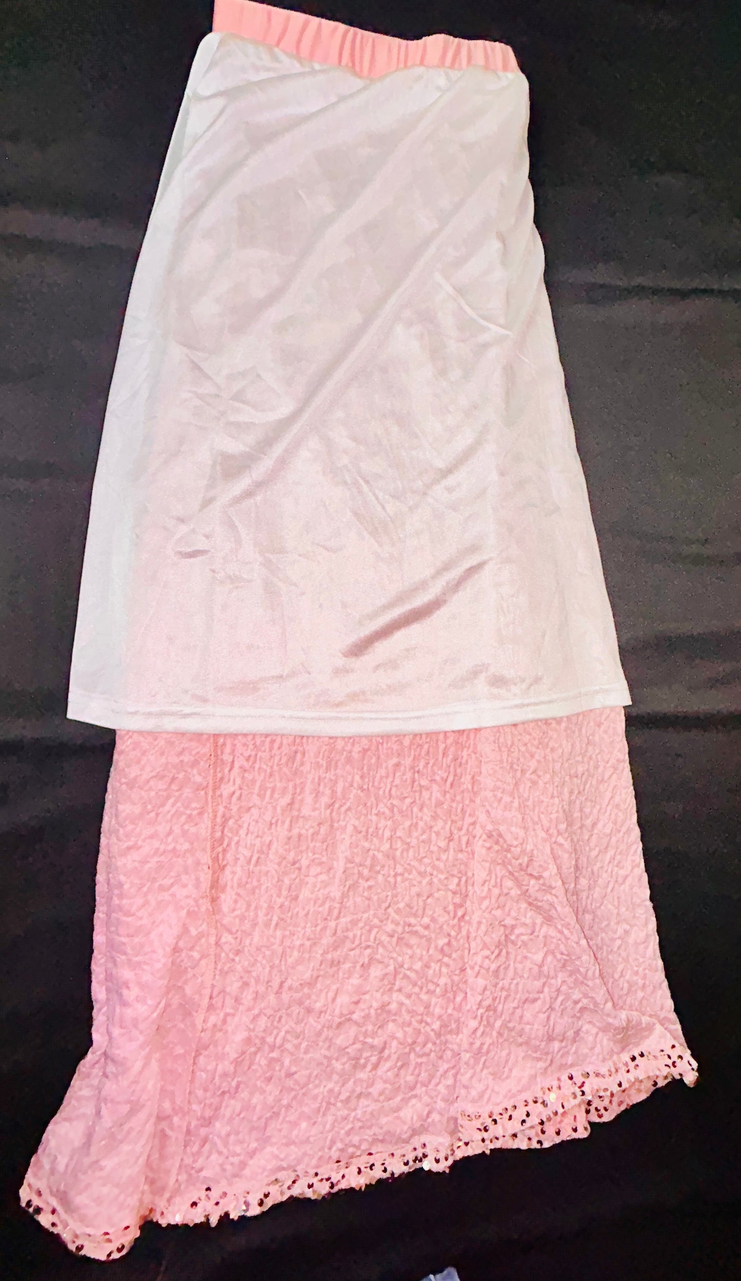 Pink Velvet Sequence Long Skirt Size 4xl