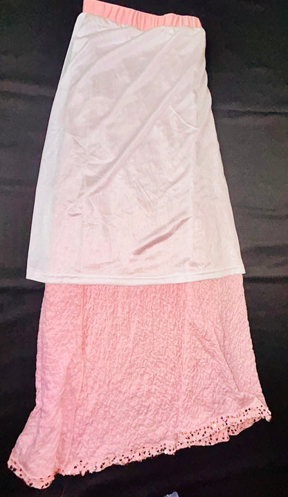 Pink Velvet Sequence Long Skirt Size 4xl