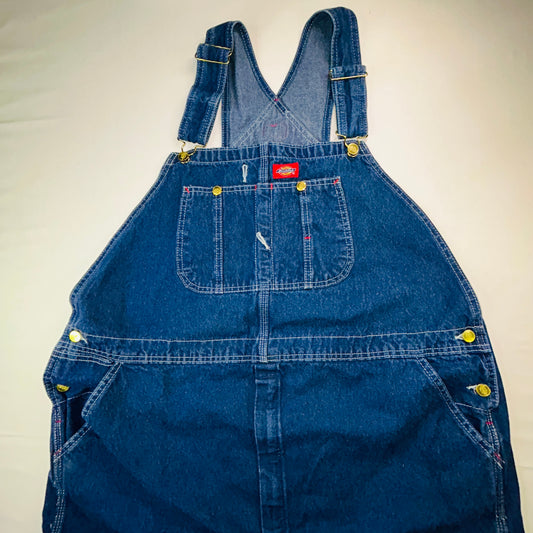 Dickies Denim Bib Overalls 44x30 Carpenter Workwear Blue Jeans Overalls