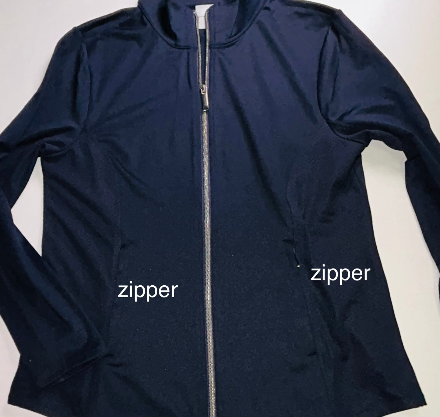 Chico's Zenergy Jacket Size 8 Navy Full Zip Athletic Travel Jacket