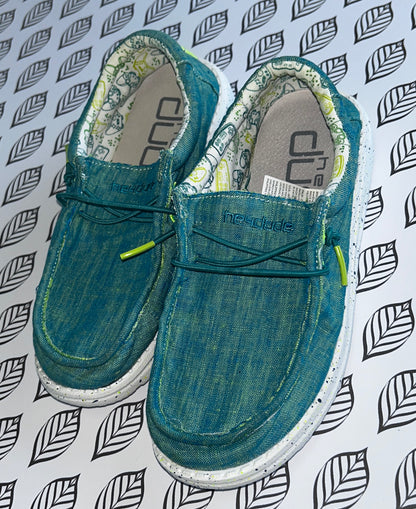 Hey Dude Boys Blue Wally Youth Loafer Chambray Shoes Youth 3