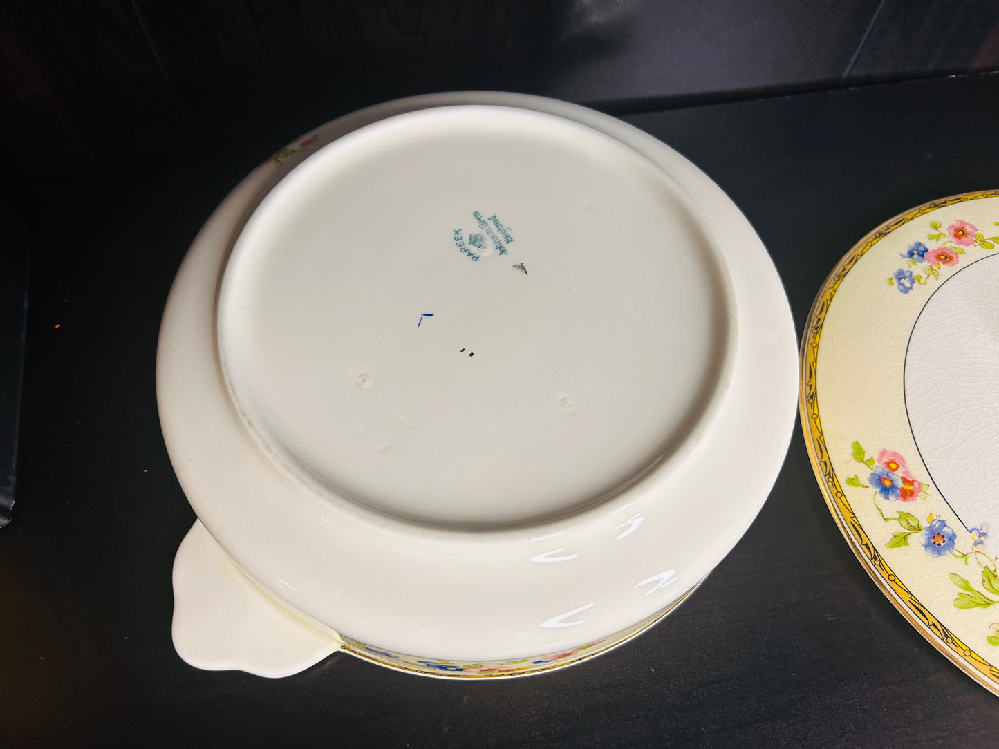 Vintage Johnson Bros Covered Dish Floral Pattern with Gold Trim Pareek England