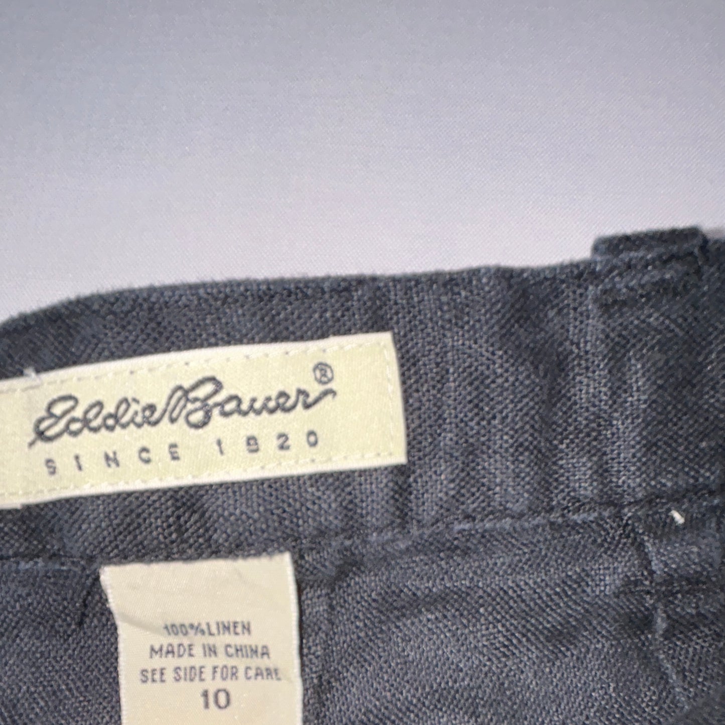 Eddie Bauer 100% Linen Shorts Women's Size 10 Black Drawstring Casual