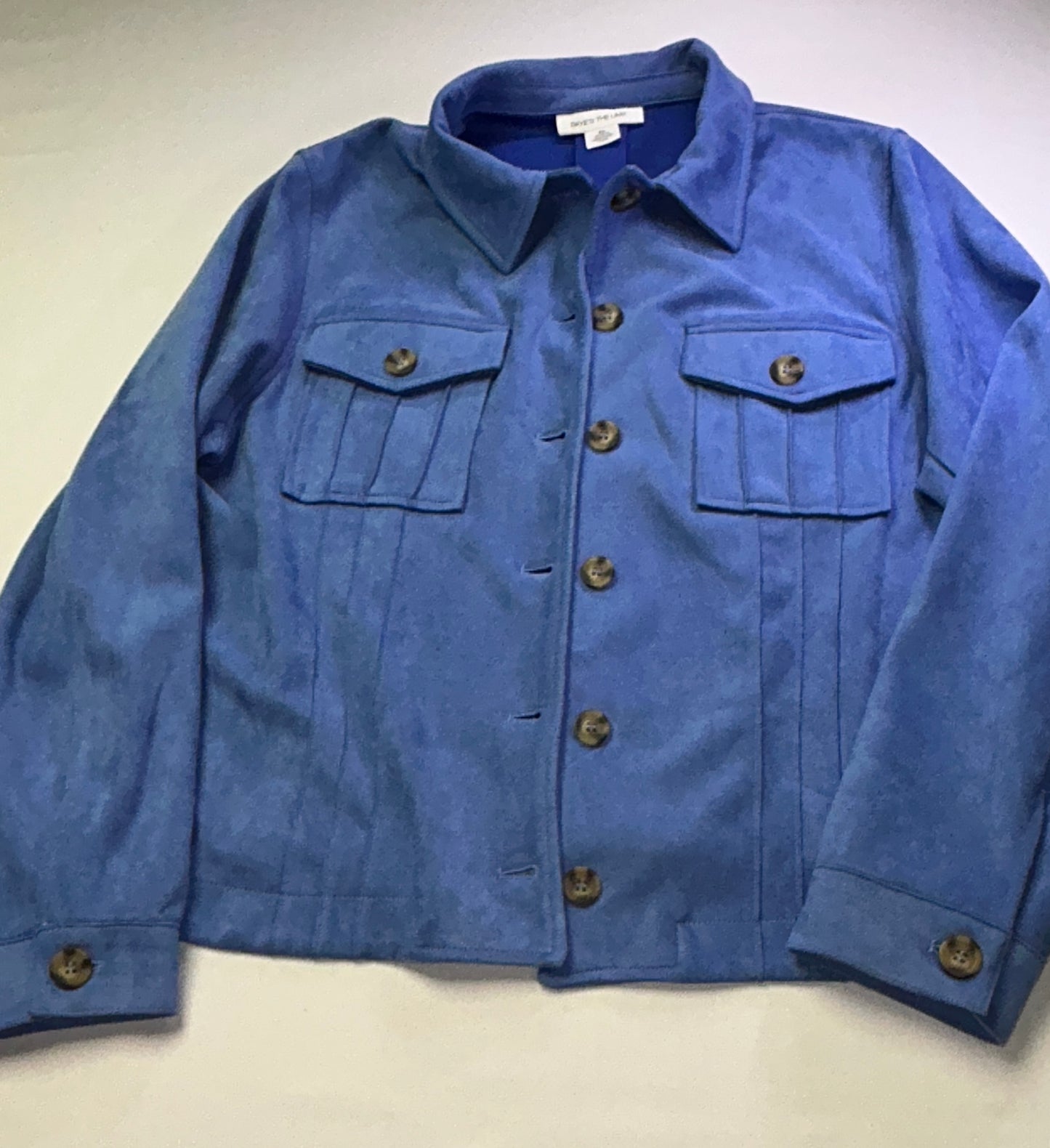 Skye's The Limit Women's XL Blue Faux Suede Button Front Jacket