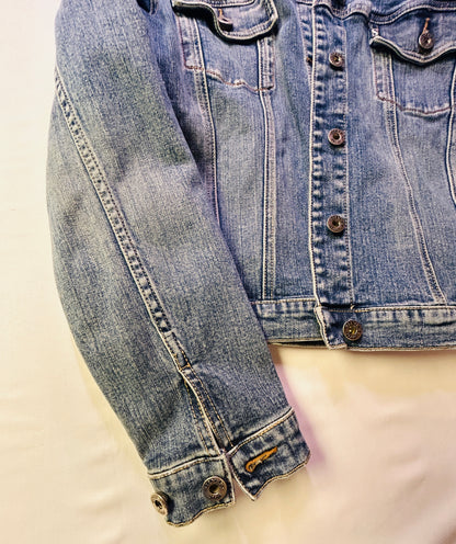 Denim Jacket Women’s Medium Light Wash Silver Jean Jacket Size