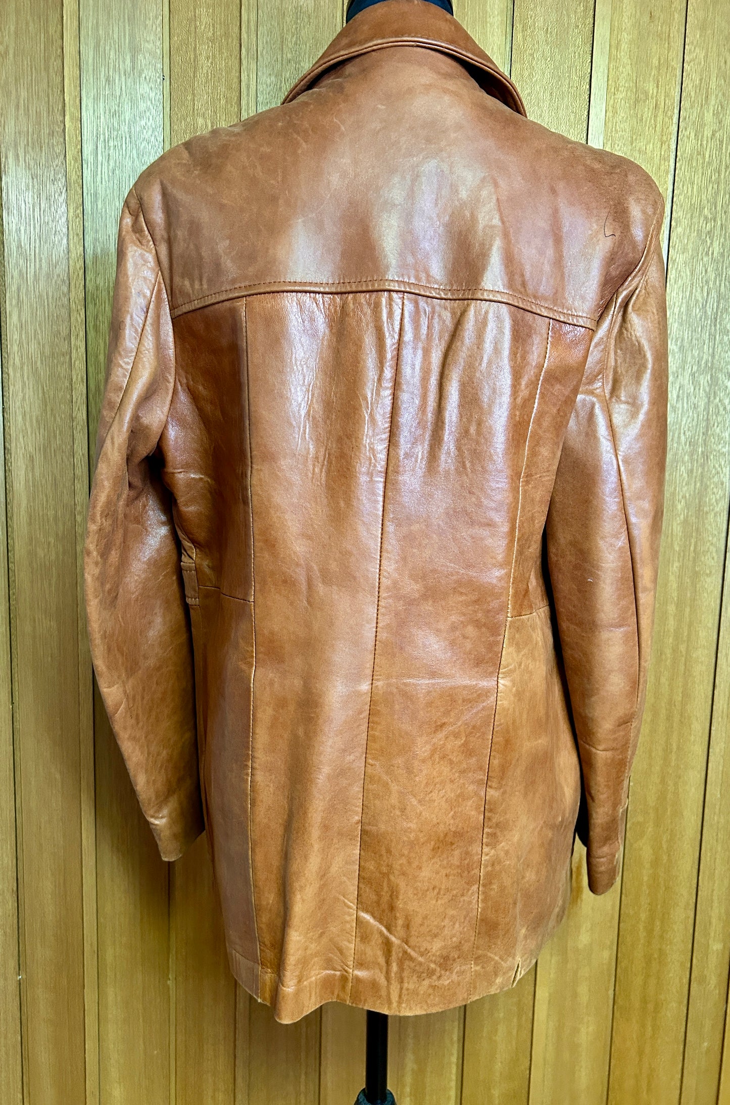 Vintage 70s Men's Cresco Leather Jacket Tan/Cognac Size 42 Men