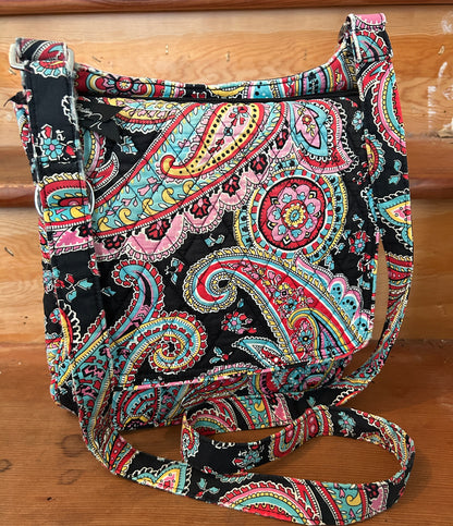 Vera Bradley Paisley Crossbody Messenger Bag Quilted Cotton Pink Blue Black