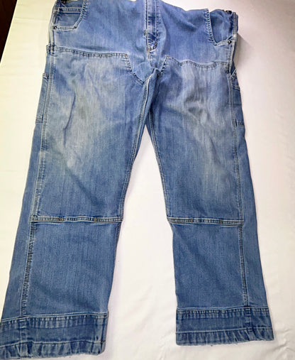 Carhartt Bib Overalls Men's 44x30 Light Wash Denim Carpenter Workwear Y2K
