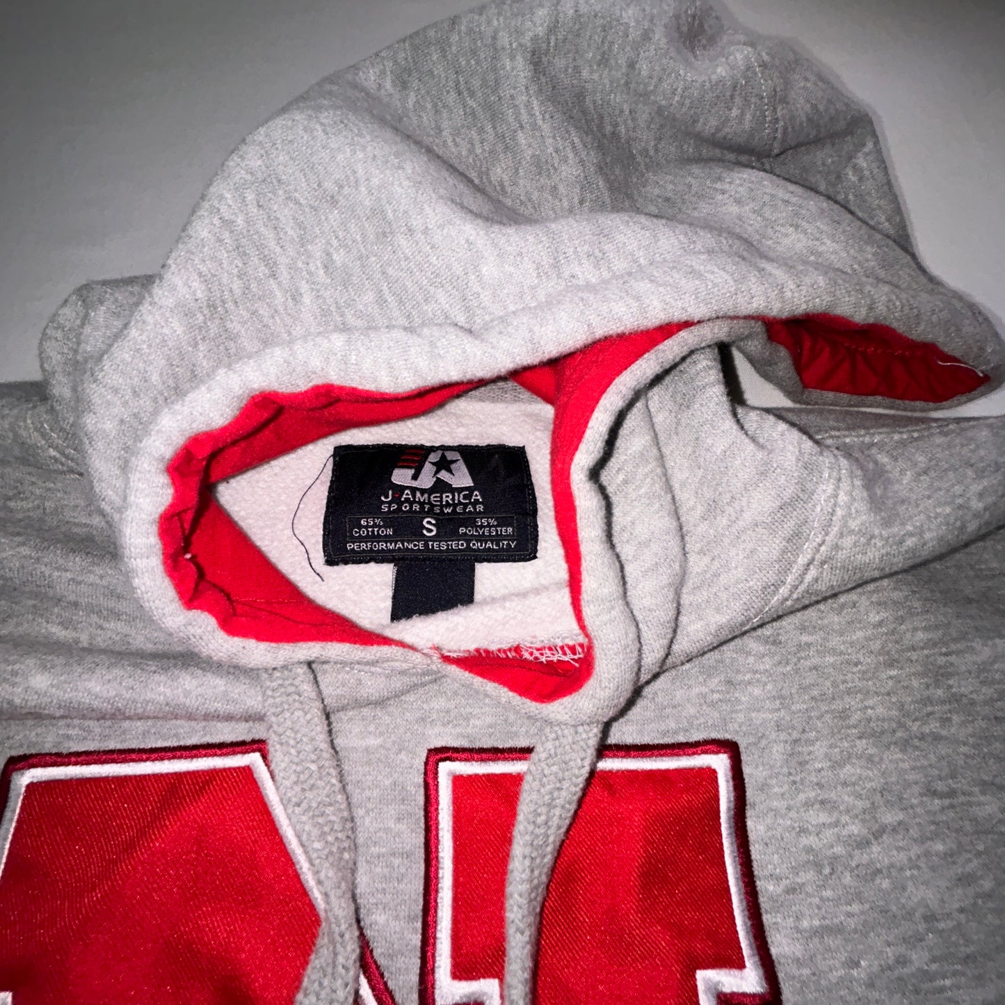 Nebraska Cornhuskers Hoodie Small Gray Red J.America Sportswear Pullover Sweatshirt