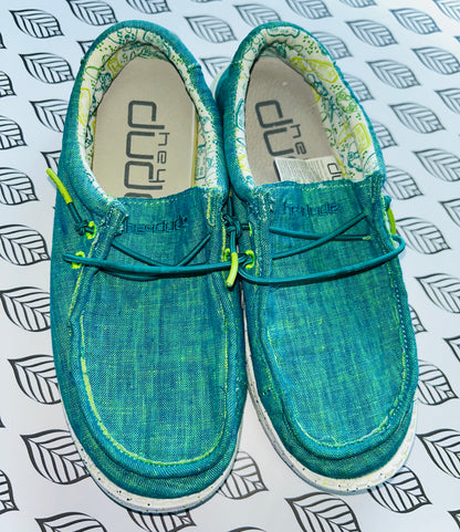 Hey Dude Boys Blue Wally Youth Loafer Chambray Shoes Youth 3