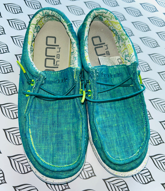 Hey Dude Boys Blue Wally Youth Loafer Chambray Shoes Youth 3
