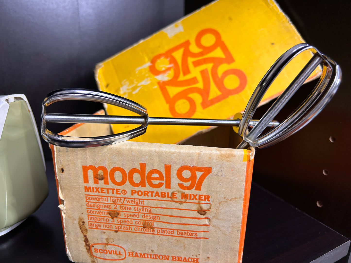 Vintage Hamilton Beach Model 97 Mixette Hand Mixer with Box & Manual – Working 1970 Kitchen Appliance