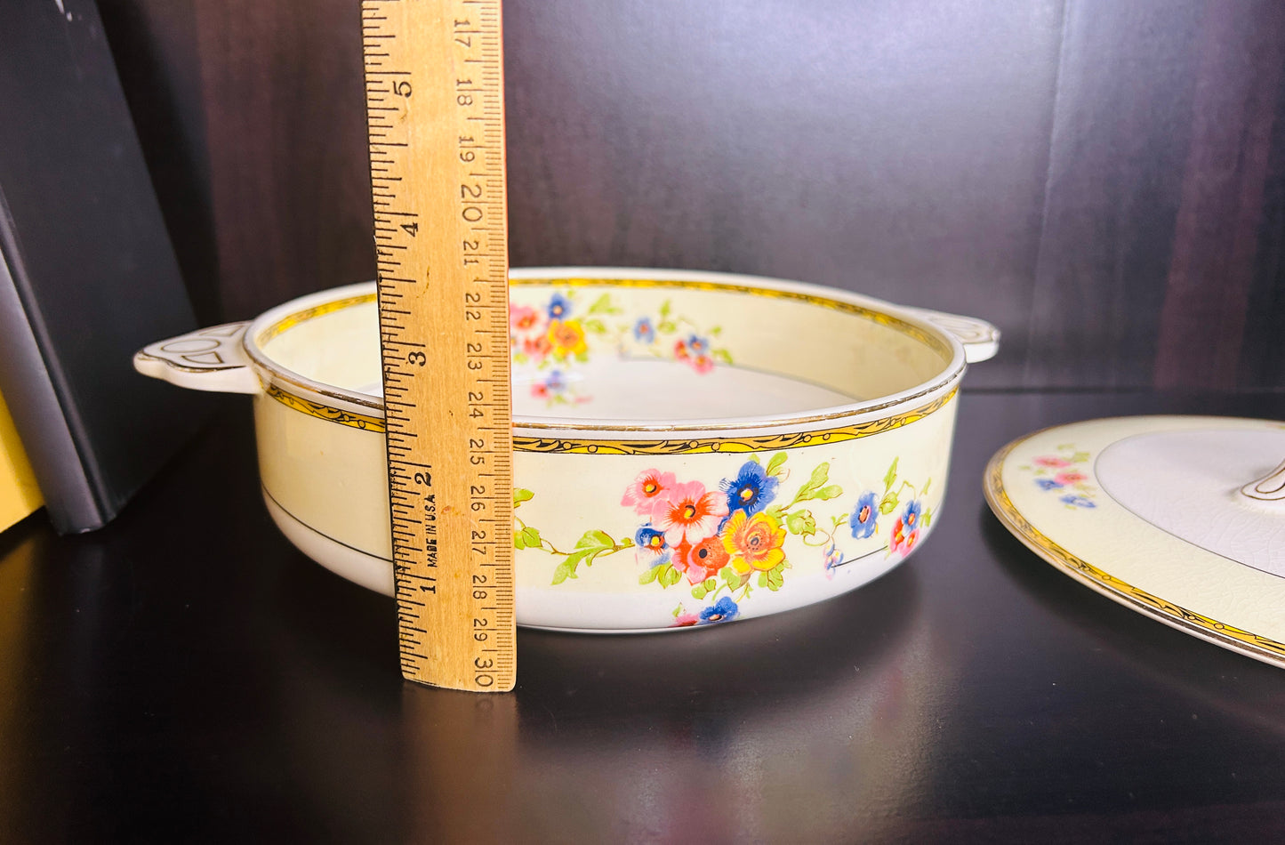 Vintage Johnson Bros Covered Dish Floral Pattern with Gold Trim Pareek England