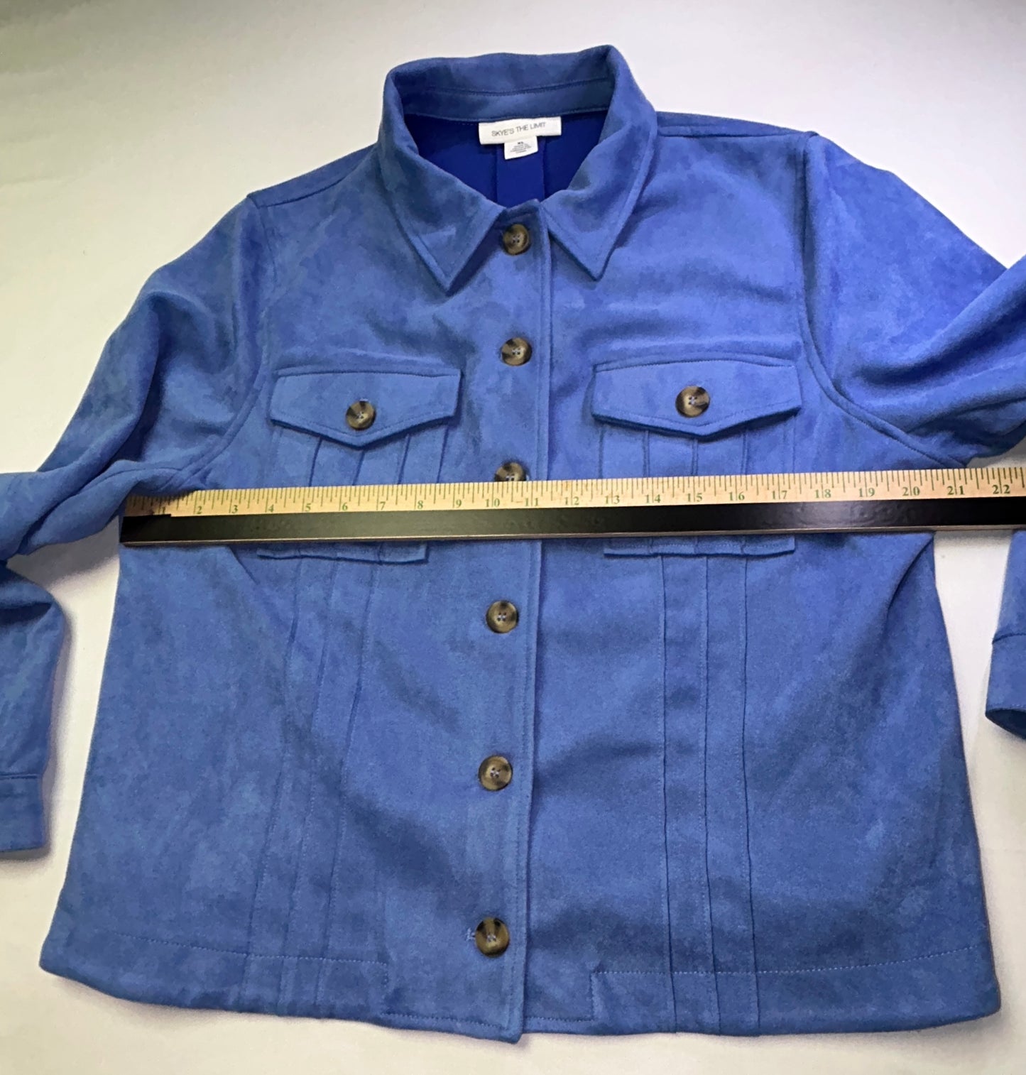 Skye's The Limit Women's XL Blue Faux Suede Button Front Jacket