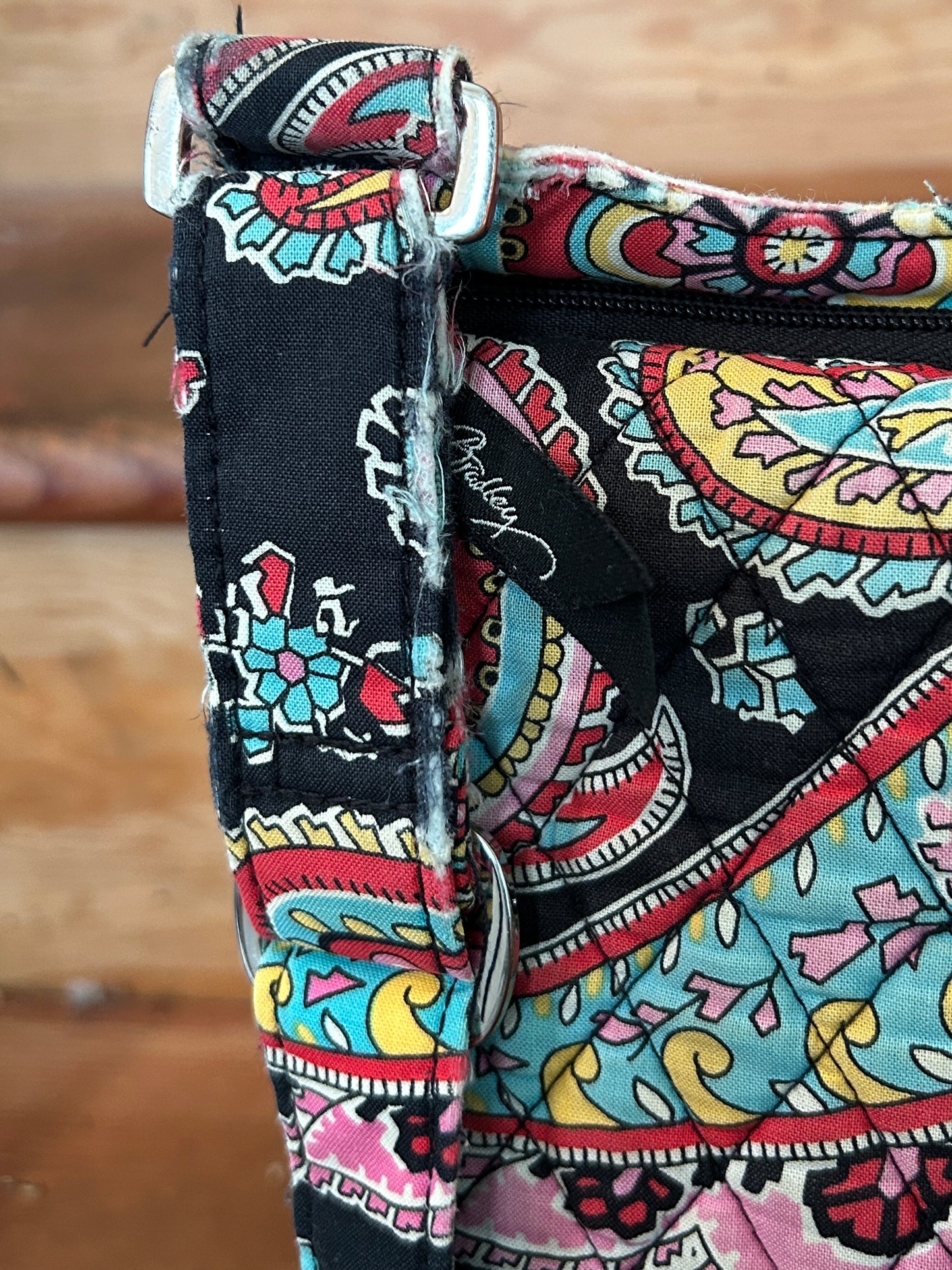 Vera Bradley Paisley Crossbody Messenger Bag Quilted Cotton Pink Blue Black