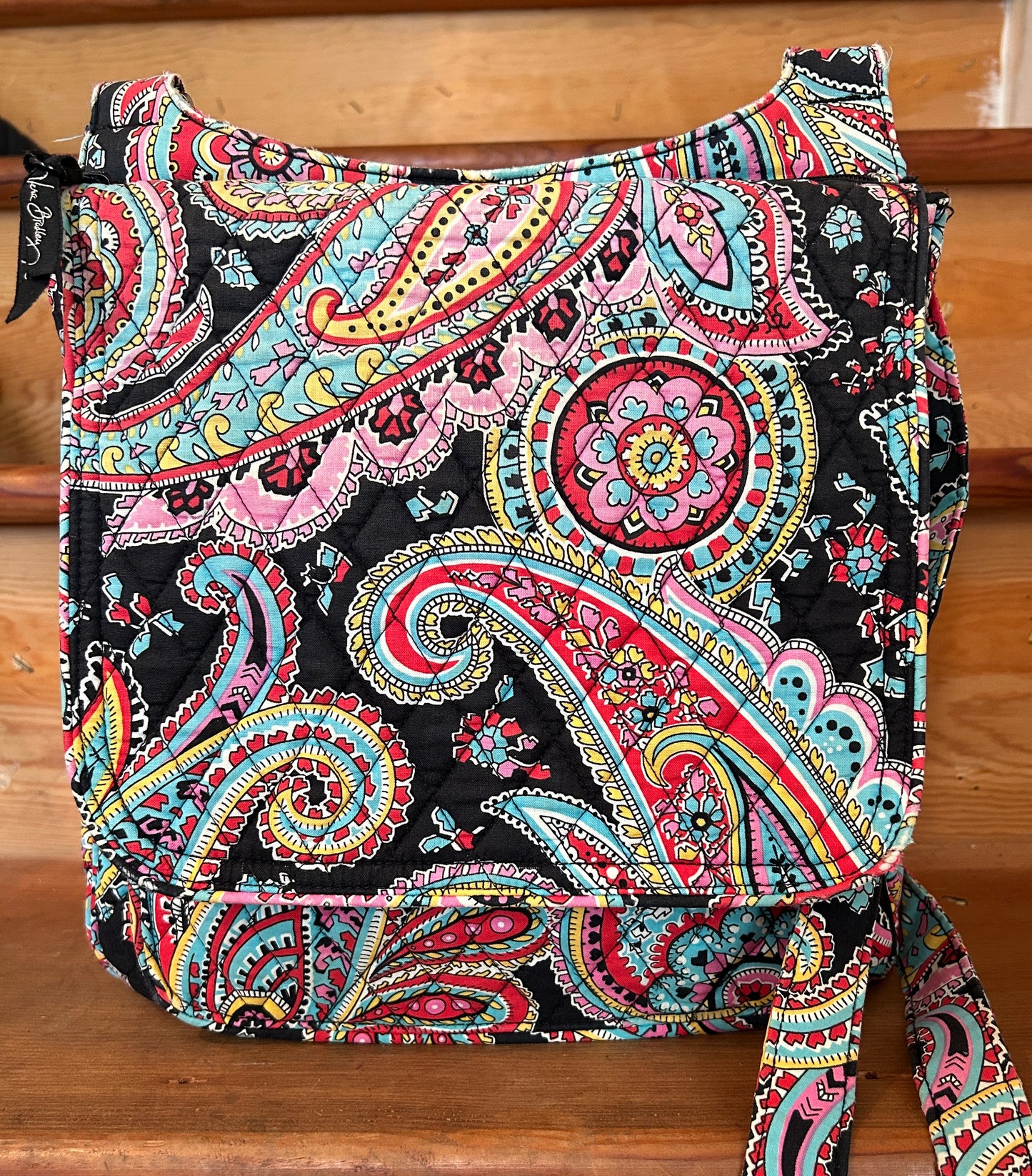 Vera Bradley Paisley Crossbody Messenger Bag Quilted Cotton Pink Blue Black