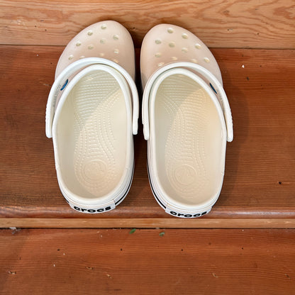 Crocs Classic Clog White Black Stripe Unisex Comfort Shoes Size M7 W9 Preowned