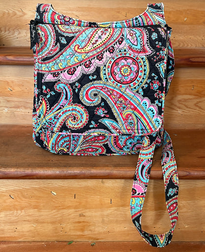 Vera Bradley Paisley Crossbody Messenger Bag Quilted Cotton Pink Blue Black