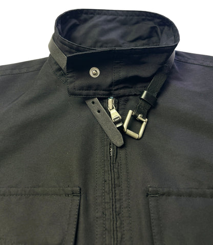 Lauren Ralph Lauren Utility Vest Womens Medium Black Zip Front Belted Collar Safari