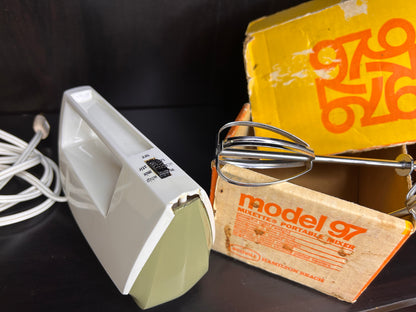 Vintage Hamilton Beach Model 97 Mixette Hand Mixer with Box & Manual – Working 1970 Kitchen Appliance