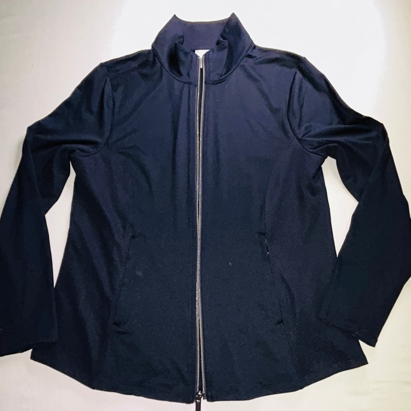 Chico's Zenergy Jacket Size 8 Navy Full Zip Athletic Travel Jacket