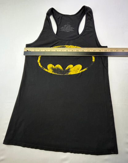 Batman Logo Racerback Tank Top Black Graphic DC Comics Women's Size Small