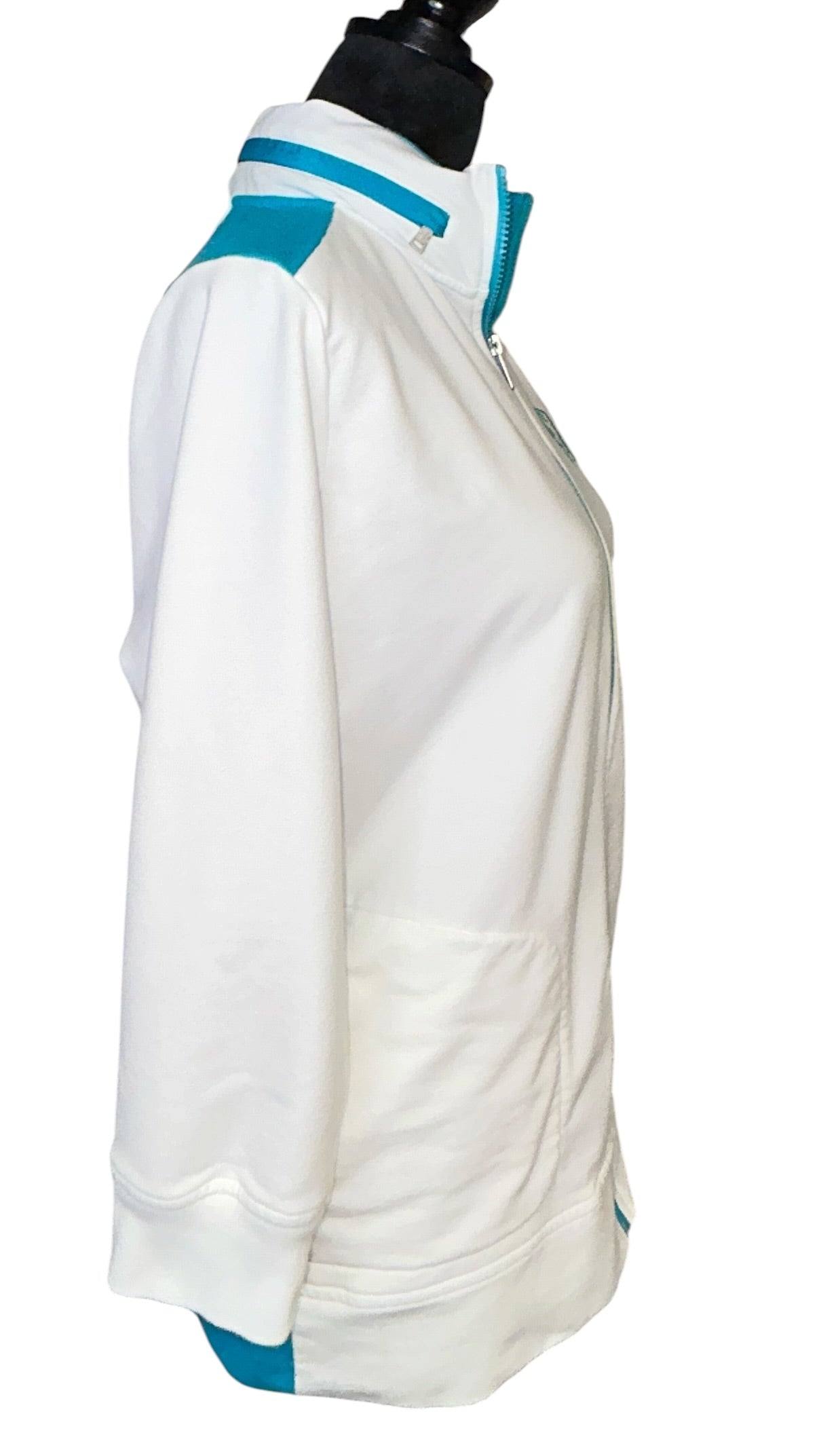 Lauren Ralph Lauren Active Jacket Womens 1X White Blue Full Zip Mock Neck Athletic