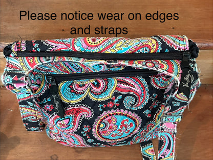 Vera Bradley Paisley Crossbody Messenger Bag Quilted Cotton Pink Blue Black