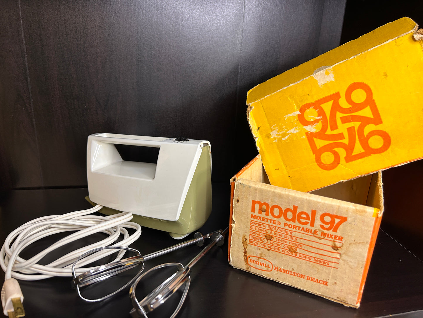 Vintage Hamilton Beach Model 97 Mixette Hand Mixer with Box & Manual – Working 1970 Kitchen Appliance