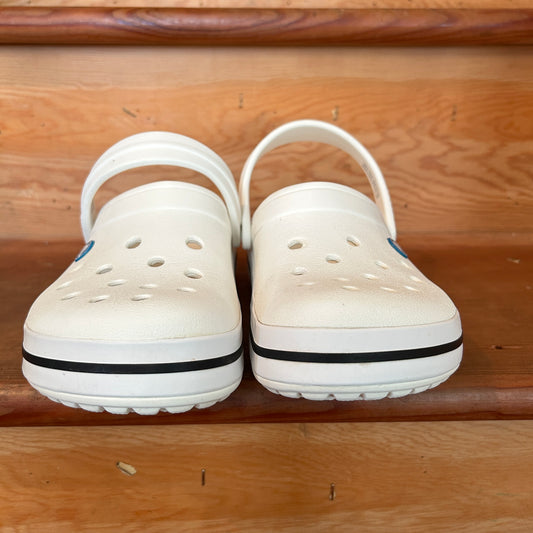 Crocs Classic Clog White Black Stripe Unisex Comfort Shoes Size M7 W9 Preowned